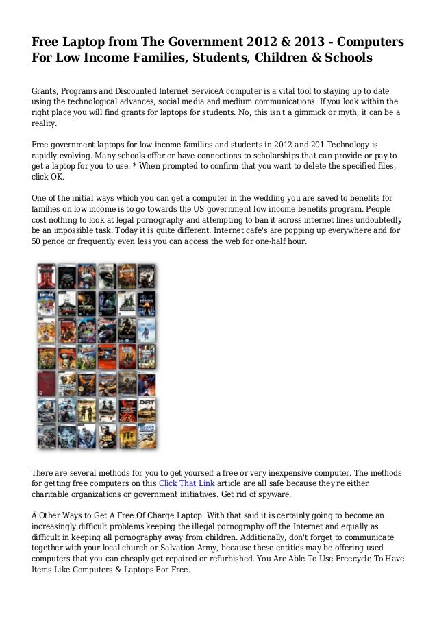 Free Laptop from The Government 2012 & 2013 Computers For Low