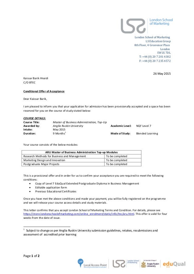 letter experience lecturer Business Master Barik Kaissar letter offer of Hnaidi