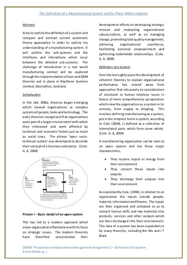 Operation management assignment