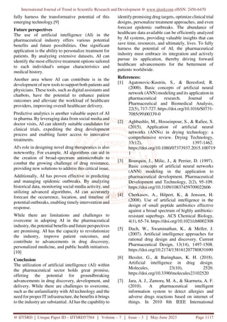 Impact of Artificial Intelligence in the Pharmaceutical World A Review ...