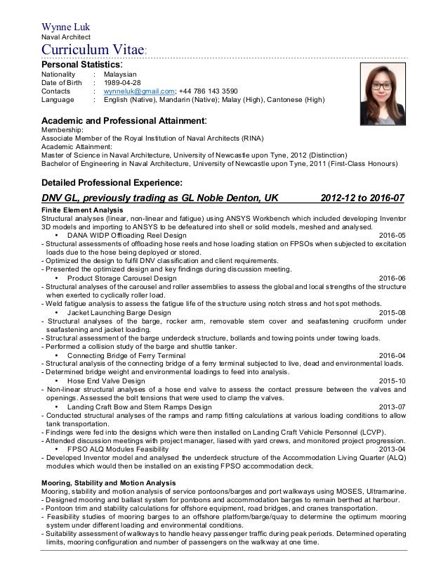 wl cv 2016 naval architect resume