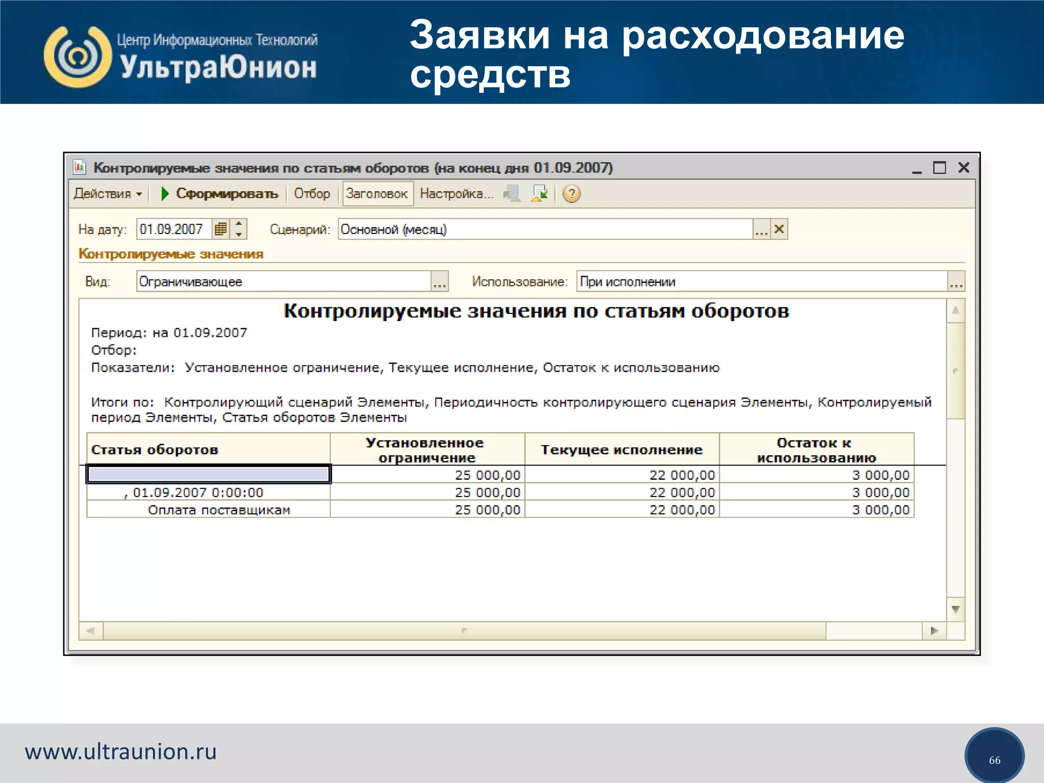 66www.ultraunion.ru
Заявки на расходование
средств
 