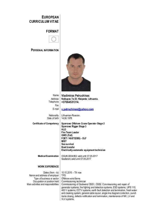 v petruchinas cv euroformat lithuania address format