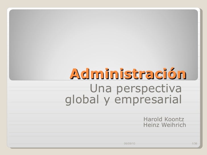 Administracion Una Perspectiva Global Harold Koontz 14 Edicion Pdf