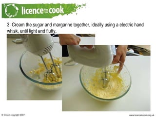 3. Cream the sugar and margarine together, ideally using a electric hand whisk, until light and fluffy. 