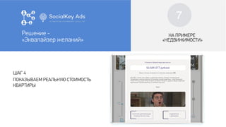 6
Решение -
«Эквалайзер желаний»
ШАГ 4
ПОКАЗЫВАЕМ РЕАЛЬНУЮ СТОИМОСТЬ
КВАРТИРЫ
НА ПРИМЕРЕ
«НЕДВИЖИМОСТИ»
НА ПРИМЕРЕ
«НЕДВИЖИМОСТИ»
Решение -
«Эквалайзер желаний»
7
 