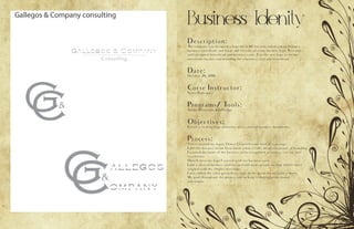 Business Idenity
Description:
The company you designed a logo for in 6C has now asked you to design a
business card (front and back) and letterhead using the new logo. Research
well-designed letterhead and business cards. Use the new logo to design
consistent layouts and branding for a business card and letterhead.
Date:
October 26, 2016
Corse Instructor:
Sister Rodriguez
Programs/ Tools:
Adobe Illistrature & InDesign
Objectives:
Create a striking logo and unity across several business documents.
Process:
I first created my logos. I knew I wanted some kind of type logo.
I did this because in our focus book when it talks about the power of branding
I wanted the name of the business to be recognized as soon as you see just
two letters
Once I chose my logo I started with my business card.
I did a vertical business card because not many people do that and its more
original with my simpler text logo
I also added the color green in my logo in the green for my color scheme
My goal throughout the project was to keep it looking professional
and simple.
 