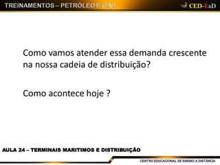 Como vamos atender essa demanda crescente
na nossa cadeia de distribuição?
Como acontece hoje ?
AULA 24 – TERMINAIS MARITIMOS E DISTRIBUIÇÃO
 