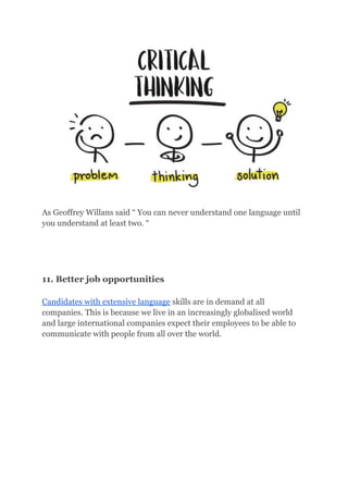 13 benefits of learning a second language | PDF