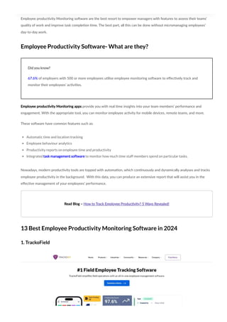 13 Best Employee Productivity Monitoring Software in 2024 | PDF