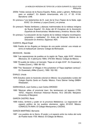 BIBLIOGRAFIA CITADA. La Nobleza Indígena de Tepexi de la Seda Durante ...