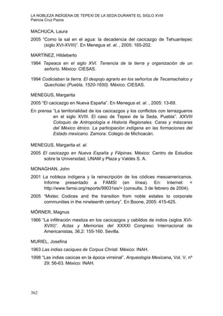 BIBLIOGRAFIA CITADA. La Nobleza Indígena de Tepexi de la Seda Durante ...