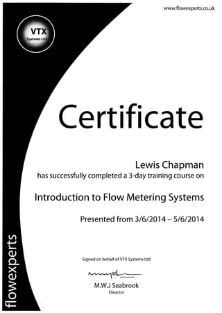 Introduction to flow metering cert