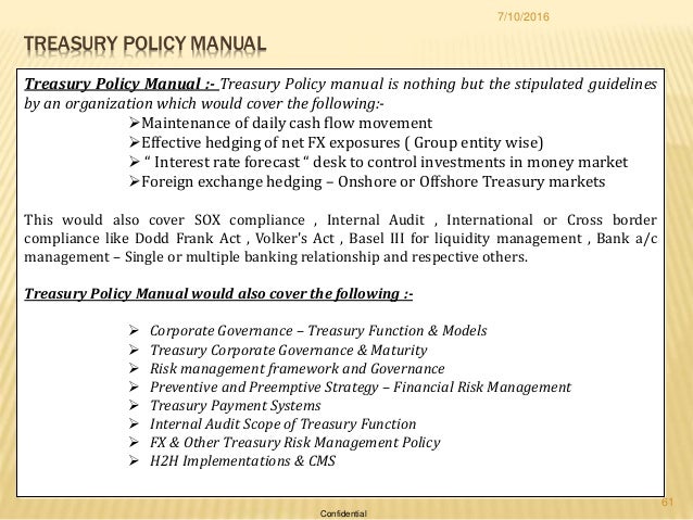 Implication of COSO in Treasury Function 