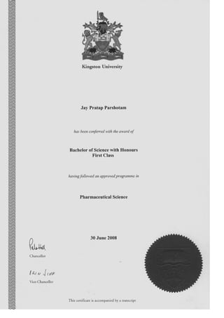 Jay Parshotam Diploma