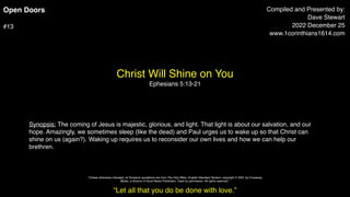 Christ Will Shine On You