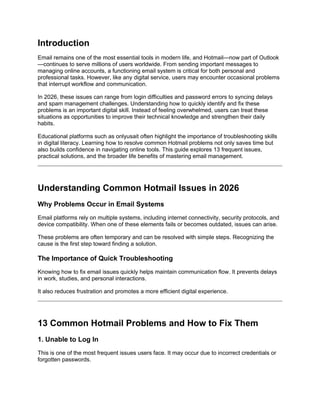 13 Common Hotmail Problems and How to Fix Them Fast (2026 Guide).docx