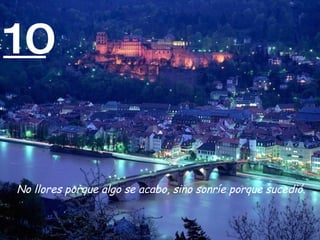 10


No llores porque algo se acabo, sino sonríe porque sucedió.
 