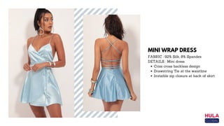 MINI WRAP DRESS
Criss cross backless design
Drawstring Tie at the waistline
Invisible zip closure at back of skirt
FABRIC : 92% Silk, 8% Spandex
DETAILS : Mini dress
 