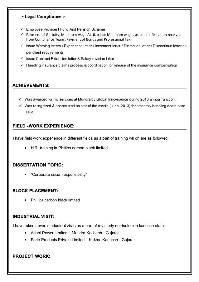 font size for resume
