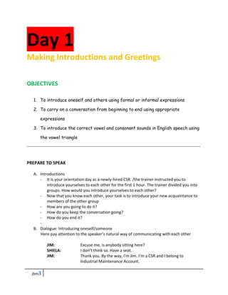 First Introduction On Call Example 13 days call center training module | PDF
