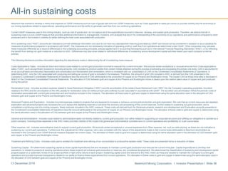 Newmont Mining Corporation I Investor Presentation I Slide 5613 December 2016
Newmont has worked to develop a metric that expands on GAAP measures such as cost of goods sold and non-GAAP measures, such as Costs applicable to sales per ounce, to provide visibility into the economics of
our mining operations related to expenditures, operating performance and the ability to generate cash flow from our continuing operations.
Current GAAP-measures used in the mining industry, such as cost of goods sold, do not capture all of the expenditures incurred to discover, develop, and sustain gold production. Therefore, we believe that all-in
sustaining costs is a non-GAAP measure that provides additional information to management, investors, and analysts that aid in the understanding of the economics of our operations and performance compared to other
producers and in the investor’s visibility by better defining the total costs associated with production.
All-in sustaining cost (―AISC‖) amounts are intended to provide additional information only and do not have any standardized meaning prescribed by GAAP and should not be considered in isolation or as a substitute for
measures of performance prepared in accordance with GAAP. The measures are not necessarily indicative of operating profit or cash flow from operations as determined under GAAP. Other companies may calculate
these measures differently as a result of differences in the underlying accounting principles, policies applied and in accounting frameworks such as in International Financial Reporting Standards (―IFRS‖), or by reflecting
the benefit from selling non-gold metals as a reduction to AISC. Differences may also arise related to definitional differences of sustaining versus development capital activities based upon each company’s internal
policies.
The following disclosure provides information regarding the adjustments made in determining the all-in sustaining costs measure:
Costs Applicable to Sales - Includes all direct and indirect costs related to current gold production incurred to execute the current mine plan. We exclude certain exceptional or unusual amounts from Costs applicable to
sales (―CAS‖), such as significant revisions to recovery amounts. CAS includes by-product credits from certain metals obtained during the process of extracting and processing the primary ore-body. CAS is accounted for
on an accrual basis and excludes Depreciation and amortization and Reclamation and remediation, which is consistent with our presentation of CAS on the Condensed Consolidated Statements of Operations. In
determining AISC, only the CAS associated with producing and selling an ounce of gold is included in the measure. Therefore, the amount of gold CAS included in AISC is derived from the CAS presented in the
Company’s Condensed Consolidated Statements of Operations less the amount of CAS attributable to the production of copper at our Phoenix and Boddington mines. The copper CAS at those mine sites is disclosed in
Note 5 to the Condensed Consolidated Financial Statements. The allocation of CAS between gold and copper at the Phoenix and Boddington mines is based upon the relative sales value of copper and gold produced
during the period.
Reclamation Costs - Includes accretion expense related to Asset Retirement Obligation (―ARO‖) and the amortization of the related Asset Retirement Cost (―ARC‖) for the Company’s operating properties. Accretion
related to the ARO and the amortization of the ARC assets for reclamation does not reflect annual cash outflows but are calculated in accordance with GAAP. The accretion and amortization reflect the periodic costs of
reclamation associated with current gold production and are therefore included in the measure. The allocation of these costs to gold and copper is determined using the same allocation used in the allocation of CAS
between gold and copper at the Phoenix and Boddington mines.
Advanced Projects and Exploration - Includes incurred expenses related to projects that are designed to increase or enhance current gold production and gold exploration. We note that as current resources are depleted,
exploration and advanced projects are necessary for us to replace the depleting reserves or enhance the recovery and processing of the current reserves. As this relates to sustaining our gold production, and is
considered a continuing cost of a mining company, these costs are included in the AISC measure. These costs are derived from the Advanced projects, research and development and Exploration amounts presented in
the Condensed Consolidated Statements of Operations less the amount attributable to the production of copper at our Phoenix and Boddington mines. The allocation of these costs to gold and copper is determined using
the same allocation used in the allocation of CAS between gold and copper at the Phoenix and Boddington mines.
General and Administrative - Includes costs related to administrative tasks not directly related to current gold production, but rather related to supporting our corporate structure and fulfilling our obligations to operate as a
public company. Including these expenses in the AISC metric provides visibility of the impact that general and administrative activities have on current operations and profitability on a per ounce basis.
Other expense, net - Includes administrative costs to support current gold production. We exclude certain exceptional or unusual expenses from Other expense, net, such as restructuring, as these are not indicative to
sustaining our current gold operations. Furthermore, this adjustment to Other expense, net is also consistent with the nature of the adjustments made to Net income (loss) attributable to Newmont stockholders as
disclosed in the Company’s non-GAAP financial measure Adjusted net income (loss). The allocation of these costs to gold and copper is determined using the same allocation used in the allocation of CAS between gold
and copper at the Phoenix and Boddington mines.
Treatment and Refining Costs - Includes costs paid to smelters for treatment and refining of our concentrates to produce the salable metal. These costs are presented net as a reduction of Sales.
Sustaining Capital - We determined sustaining capital as those capital expenditures that are necessary to maintain current gold production and execute the current mine plan. Capital expenditures to develop new
operations, or related to projects at existing operations where these projects will enhance gold production or reserves, are considered development. We determined the classification of sustaining and development capital
projects based on a systematic review of our project portfolio in light of the nature of each project. Sustaining capital costs are relevant to the AISC metric as these are needed to maintain the Company’s current gold
operations and provide improved transparency related to our ability to finance these expenditures from current operations. The allocation of these costs to gold and copper is determined using the same allocation used in
the allocation of CAS between gold and copper at the Phoenix and Boddington mines.
All-in sustaining costs
 