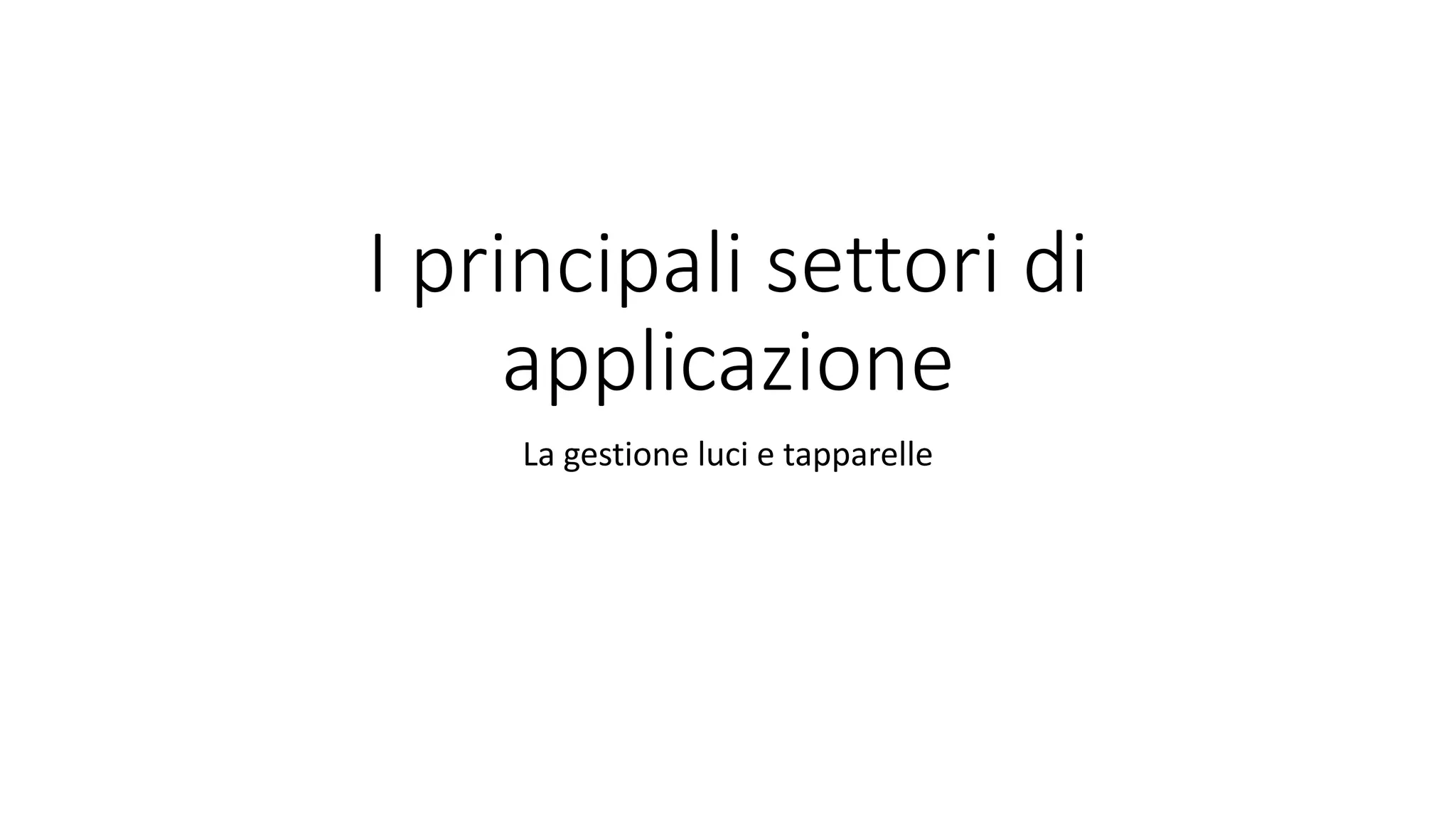 I principali settori di
applicazione
La gestione luci e tapparelle
 