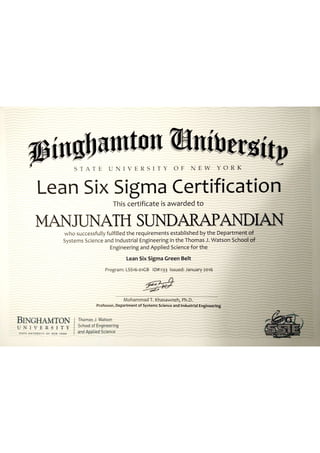 Lean Six Sigma_Green Belt Cert._Manjunath