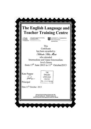 Certificate and Report TELC