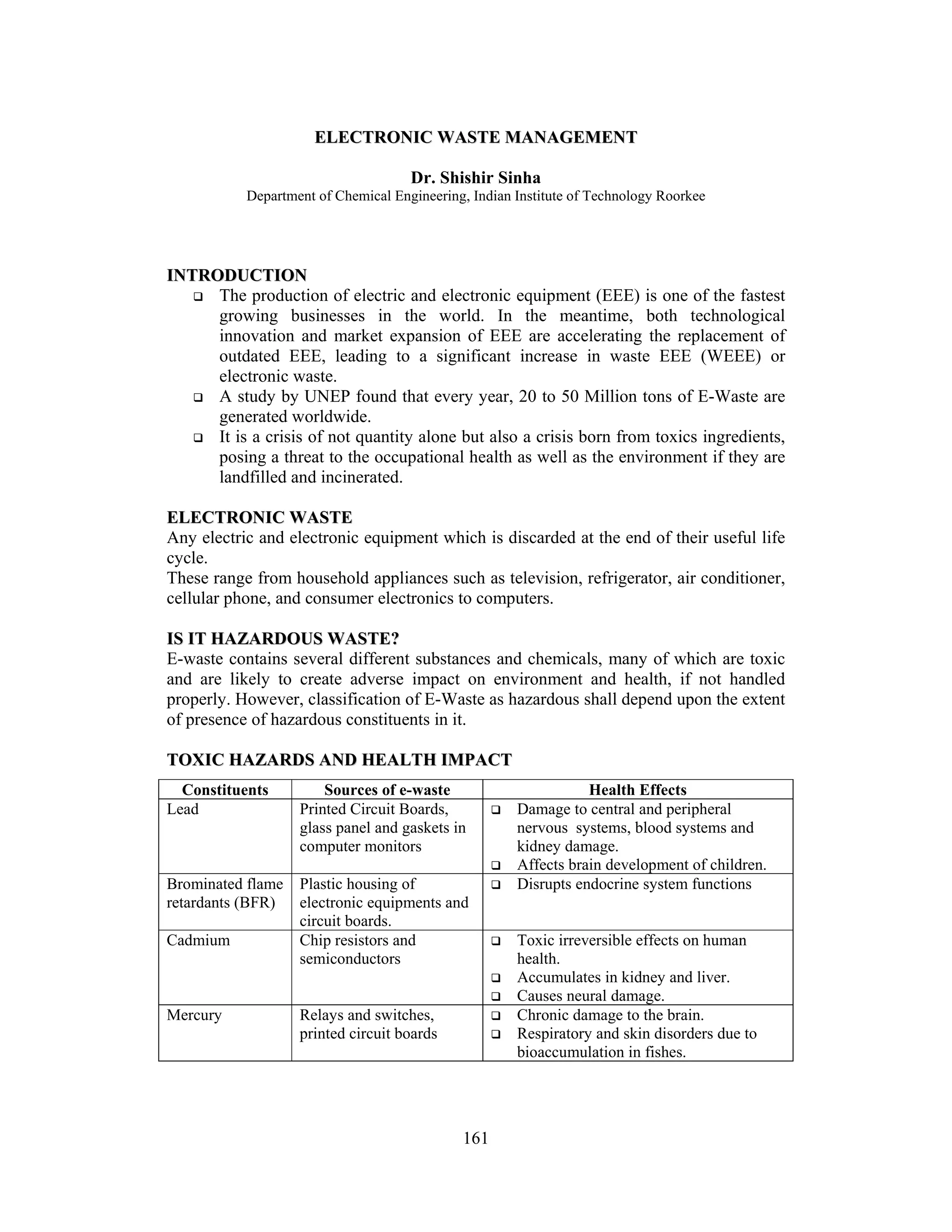 electronic waste management | PDF