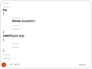 13 exception handling | PPT | Programming Languages | Computing