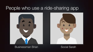 People who use a ride-sharing app
Businessman Brian Social Sarah
 
