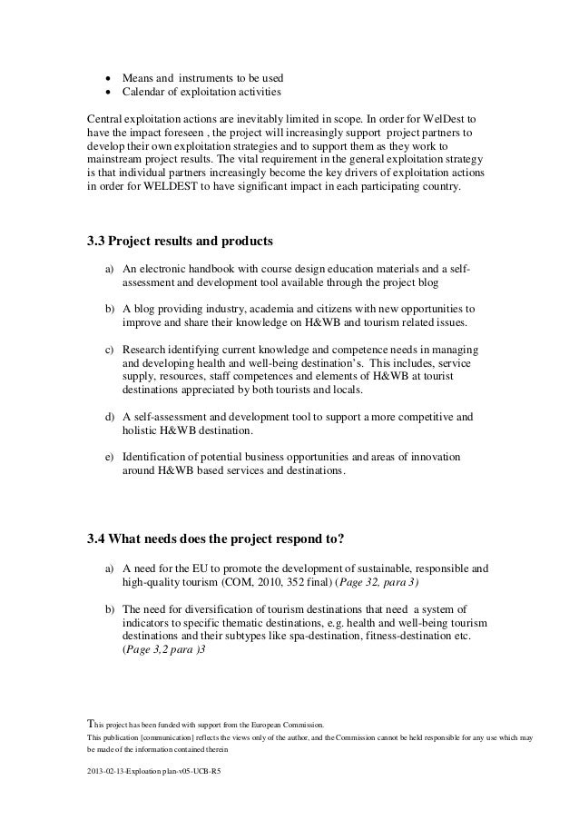 WelDest Exploitation Plan 2012 2014