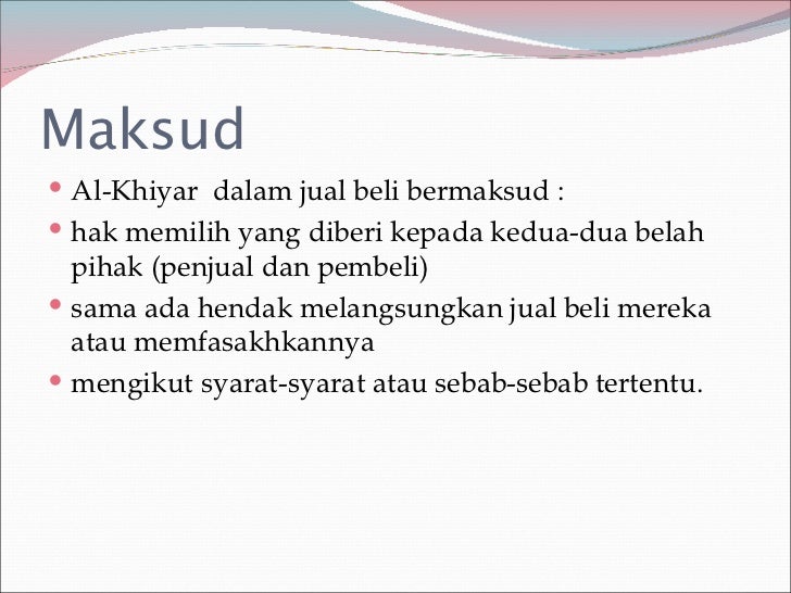 Jual Beli Khiyar