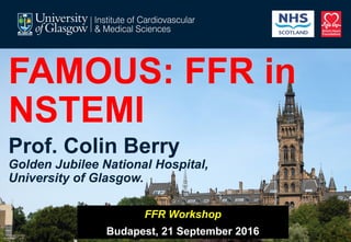 FAMOUS: FFR in
NSTEMI
Prof. Colin Berry
Golden Jubilee National Hospital,
University of Glasgow.
FFR Workshop
Budapest, 21 September 2016
 