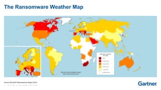 30 © 2017 Gartner, Inc. and/or its affiliates. All rights reserved.
The Ransomware Weather Map
Source: Microsoft: Ransomware by Region 2Q16
 