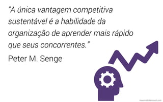 “A única vantagem competitiva
sustentável é a habilidade da
organização de aprender mais rápido
que seus concorrentes.”
Peter M. Senge
mauriciobitencourt.com
 