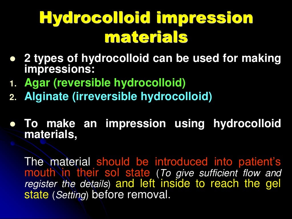 hydrocolloids impression dental material