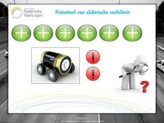 Potentieel van elektrische mobiliteit




                      12/02/2012                                7
  © 2011, Proeftuin Elektrische Voertuigen – Programme Office
 