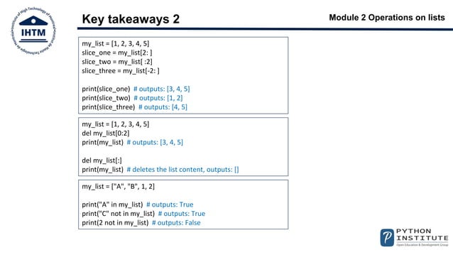 Python PCEP Operations On Lists | PPTX