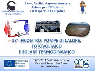 A+++
15/05/2013 Tredicesimo Incontro,
Comune di Pesaro, Sala Rossa,
Piazza del Popolo 1
 