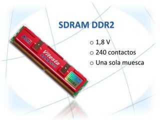 o 1,8 V
o 240 contactos
o Una sola muesca
 