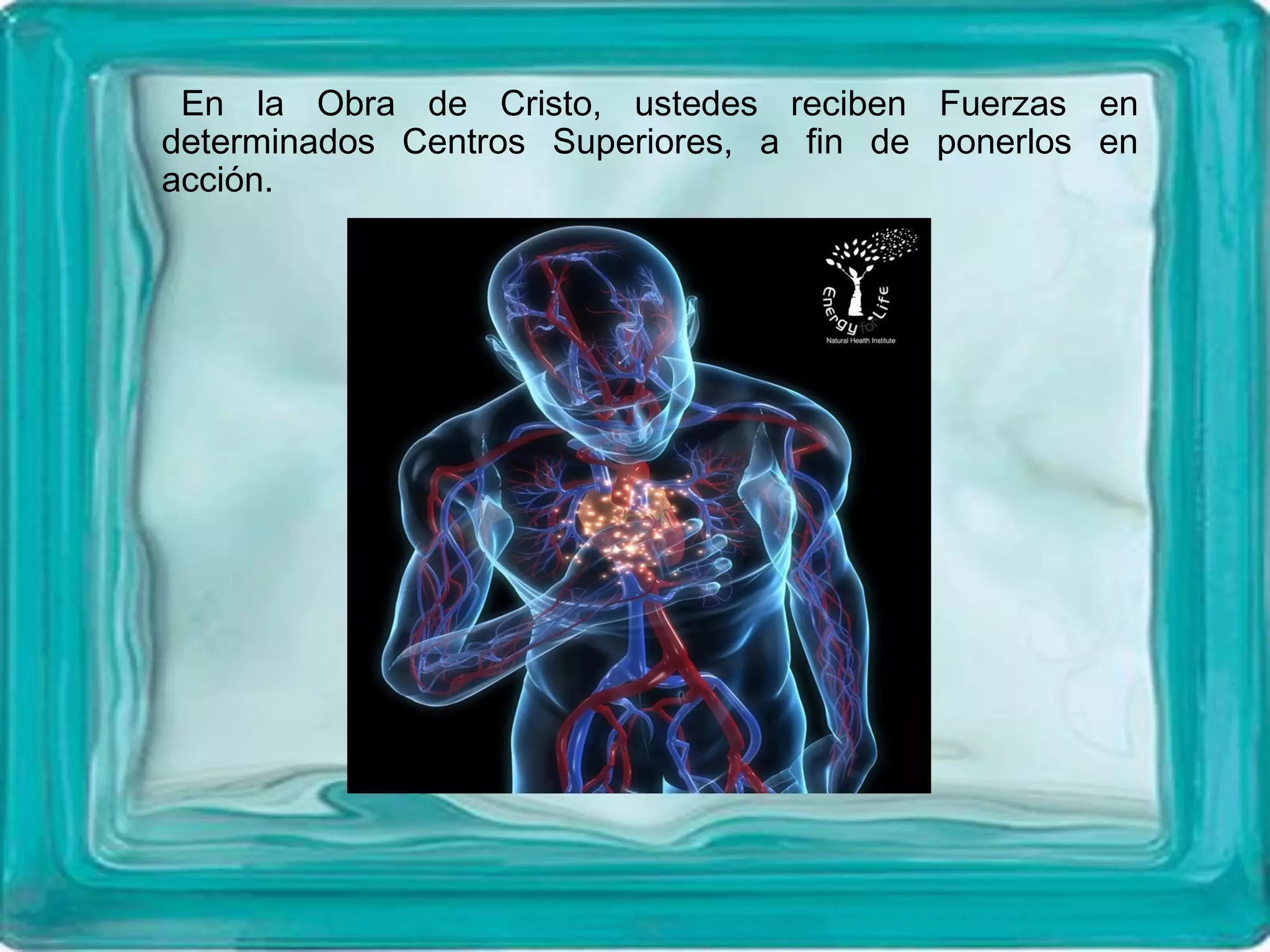 En la Obra de Cristo, ustedes reciben Fuerzas en
determinados Centros Superiores, a fin de ponerlos en
acción.
 