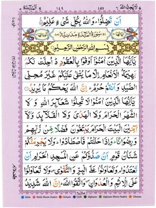 Quran with Tajwid Surah 5 ﴾القرآن سورۃ المائدة﴿ Al-Ma'ida 🙪 PDF