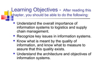 LOGISTICS AND SUPPLY CHAIN INFORMATION SYSTEM | PPT