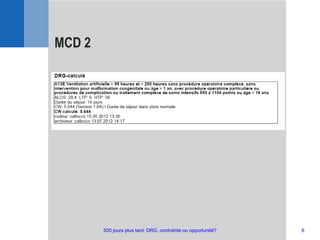 MCD 2
6500 jours plus tard: DRG, contrainte ou opportunité?
 