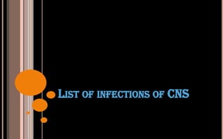 LIST OF INFECTIONS OF CNS
 