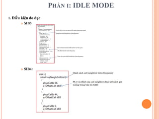 PHẦN I: IDLE MODE
1. Điều kiện đo đạc
 SIB3
 SIB4:
 