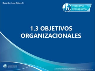 Docente : Luis Aldave C.
1.3 OBJETIVOS
ORGANIZACIONALES
 