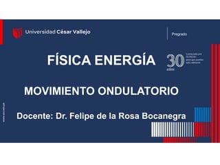 FÍSICA ENERGÍA
MOVIMIENTO ONDULATORIO
Docente: Dr. Felipe de la Rosa Bocanegra
Pregrado
 